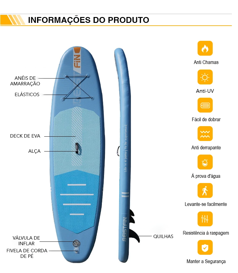 Prancha Inflável de Stand Up Paddle 10'6" 320CM Azul Royal