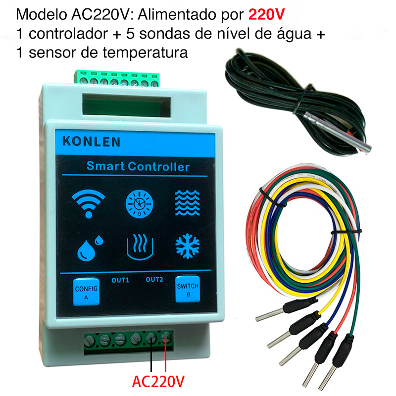 Konlen - Controlador Inteligente de Nível de Água e temperatura (Wi-Fi)