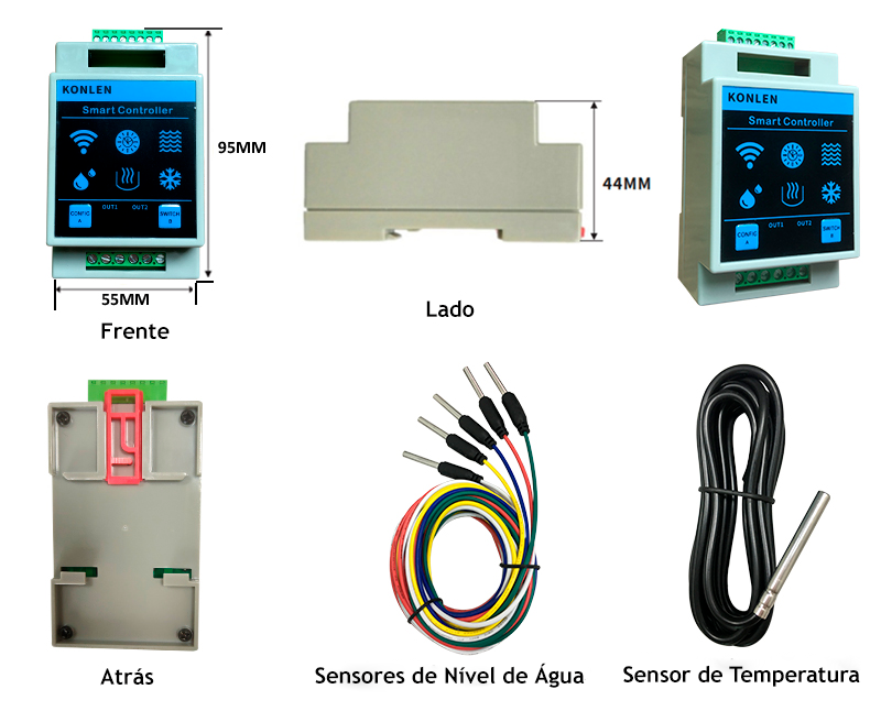 Konlen - Controlador Inteligente de Nível de Água e temperatura (Wi-Fi)