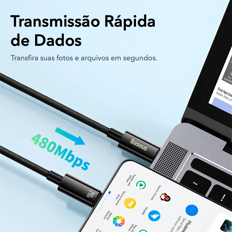 Baseus - Cabo USB-C  240W PD3.1 SuperCharge para iPhone 15,  Realme, Samsung S23