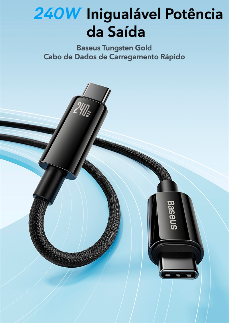 Baseus - Cabo USB-C  240W PD3.1 SuperCharge para iPhone 15,  Realme, Samsung S23