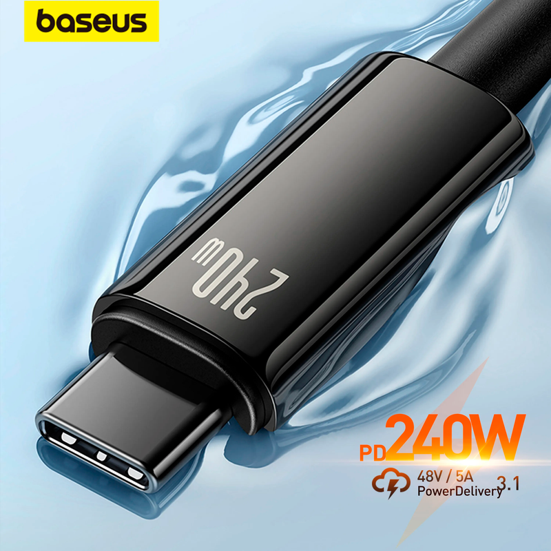 Baseus - Cabo USB-C  240W PD3.1 SuperCharge para iPhone 15,  Realme, Samsung S23